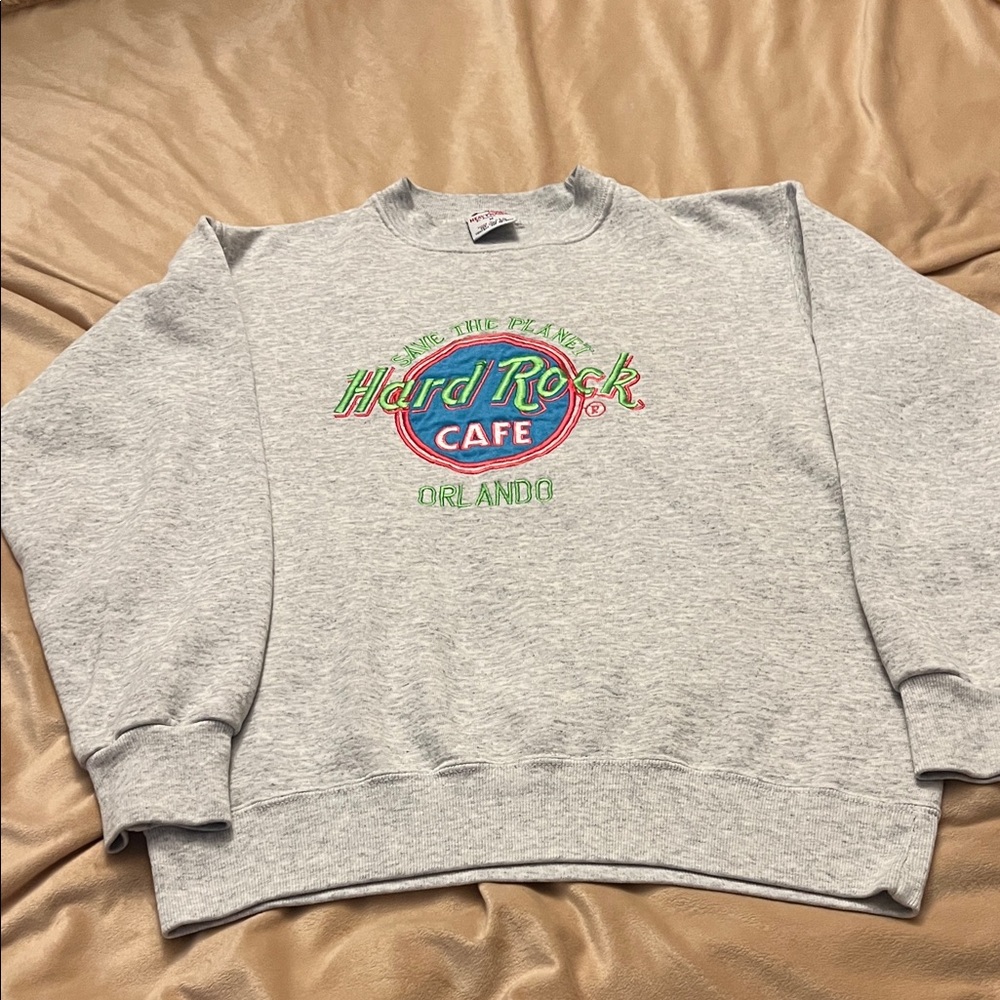 Hard Rock Cafe Gray Crewneck with Colorful Logo